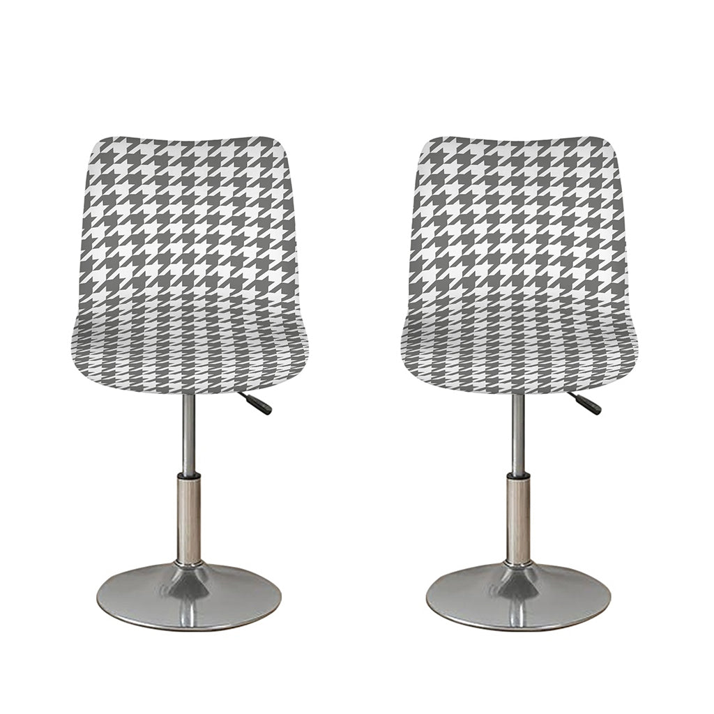 Grey And White Houndstooth Pattern Print Bar Stool Covers