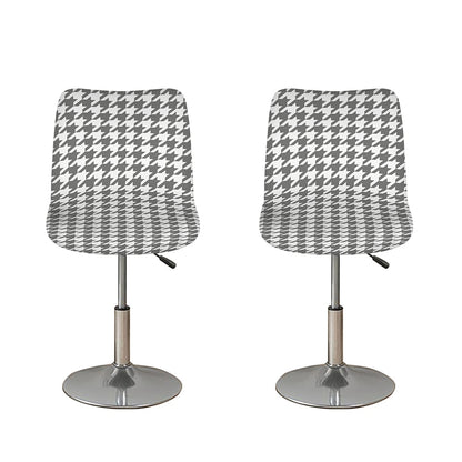 Grey And White Houndstooth Pattern Print Bar Stool Covers