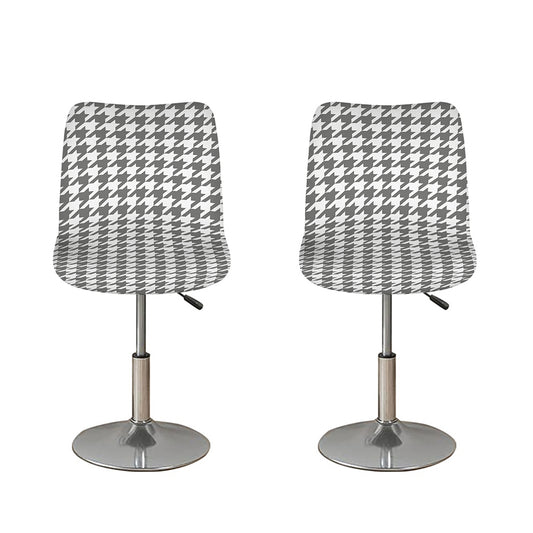 Grey And White Houndstooth Pattern Print Bar Stool Covers