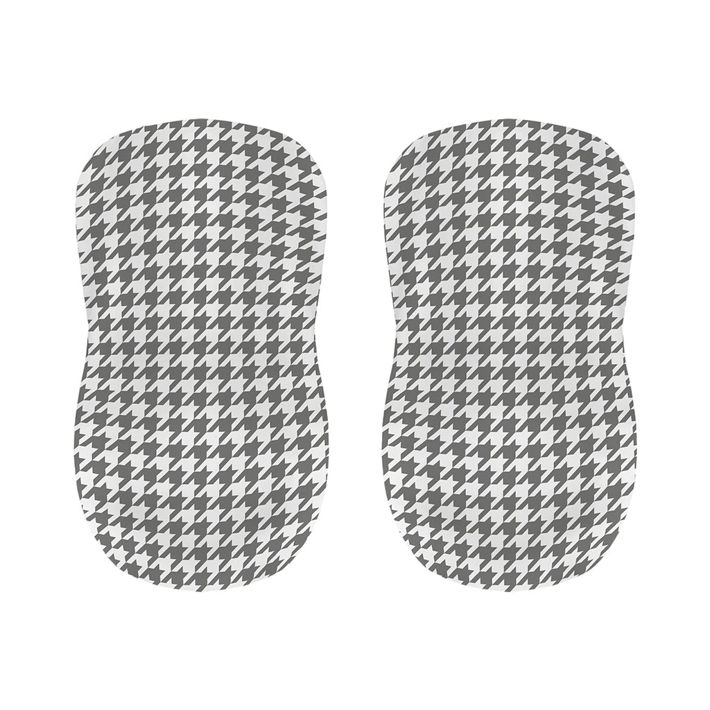 Grey And White Houndstooth Pattern Print Bar Stool Covers