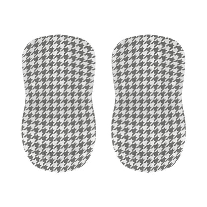 Grey And White Houndstooth Pattern Print Bar Stool Covers