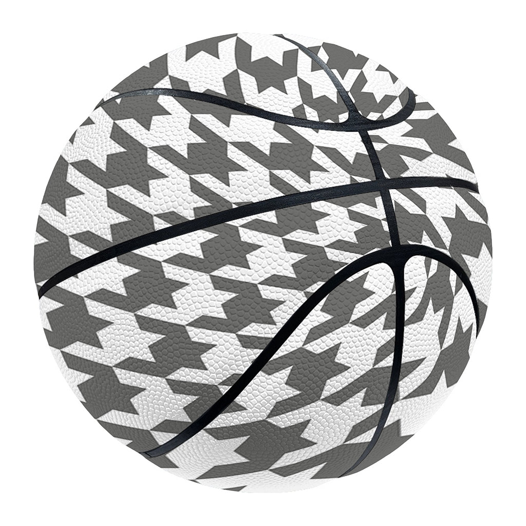 Grey And White Houndstooth Pattern Print Basketball