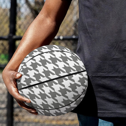 Grey And White Houndstooth Pattern Print Basketball