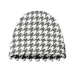 Grey And White Houndstooth Pattern Print Beanie
