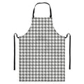 Grey And White Houndstooth Pattern Print Bib Apron With Pocket