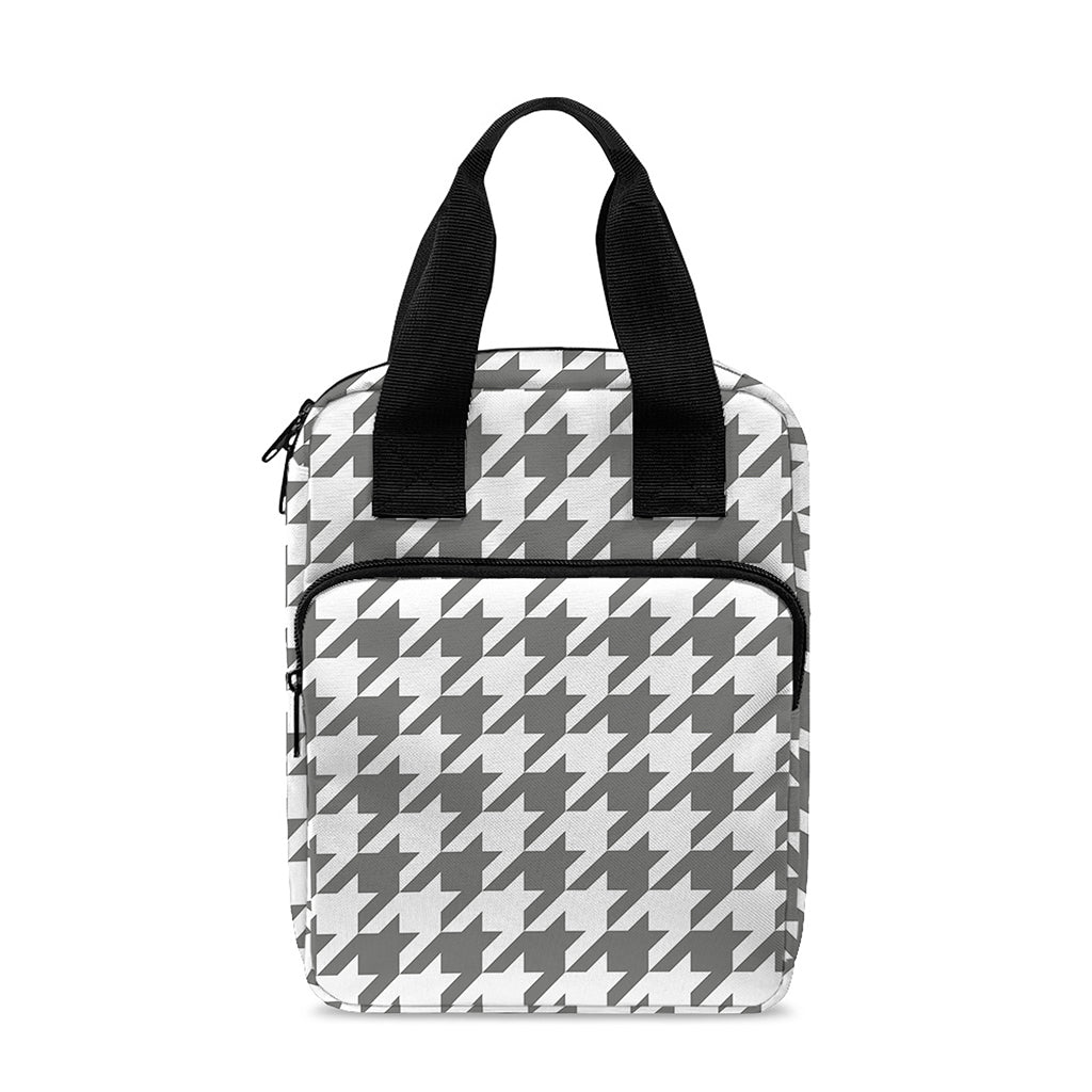 Grey And White Houndstooth Pattern Print Bible Tote Bag