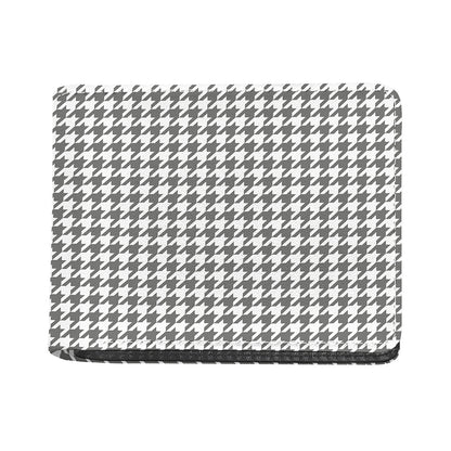 Grey And White Houndstooth Pattern Print Bifold Wallet
