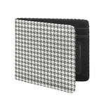 Grey And White Houndstooth Pattern Print Bifold Wallet