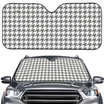 Grey And White Houndstooth Pattern Print Car Windshield Sun Shade