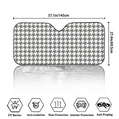Grey And White Houndstooth Pattern Print Car Windshield Sun Shade