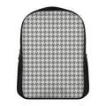 Grey And White Houndstooth Pattern Print Casual Backpack