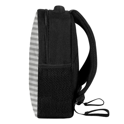 Grey And White Houndstooth Pattern Print Casual Backpack