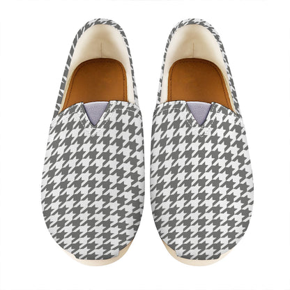 Grey And White Houndstooth Pattern Print Casual Shoes