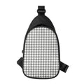 Grey And White Houndstooth Pattern Print Sling Bag