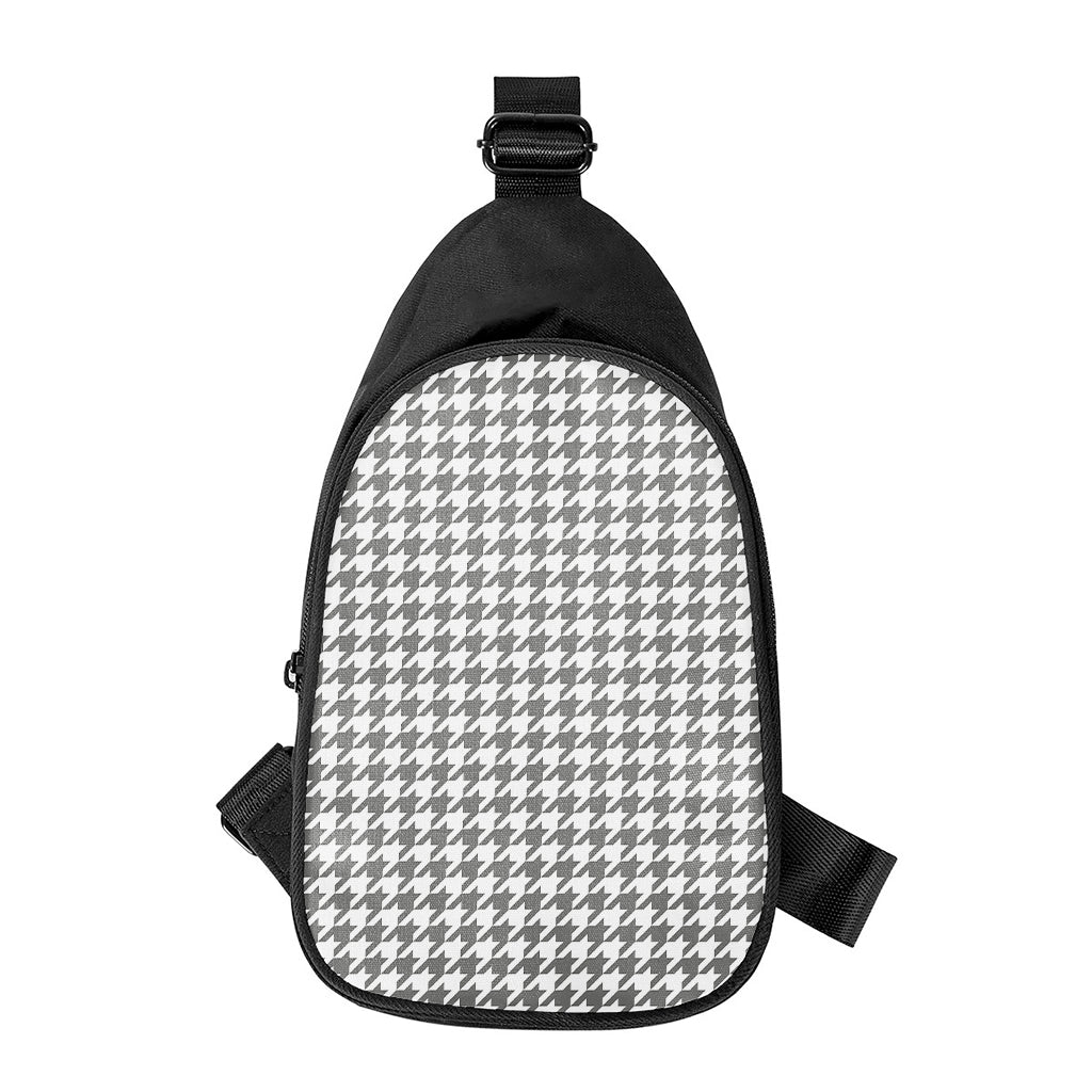 Grey And White Houndstooth Pattern Print Chest Bag