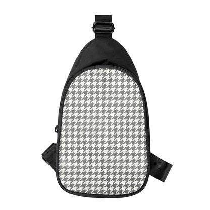Grey And White Houndstooth Pattern Print Chest Bag