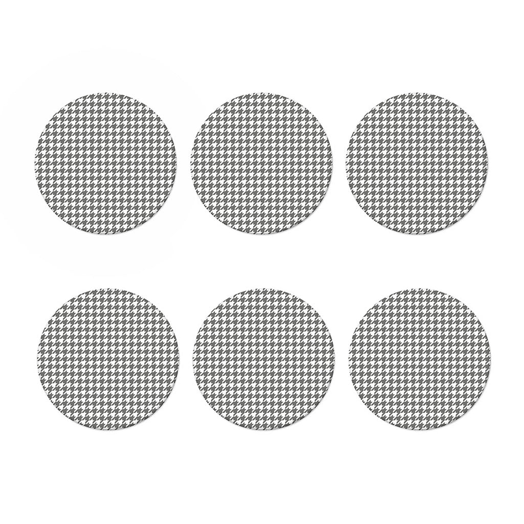 Grey And White Houndstooth Pattern Print Coaster Set
