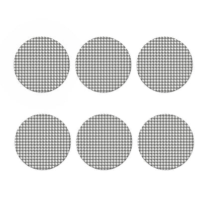 Grey And White Houndstooth Pattern Print Coaster Set