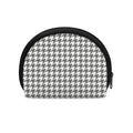 Grey And White Houndstooth Pattern Print Coin Purse
