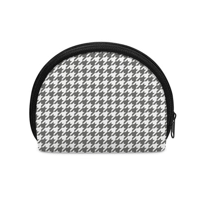 Grey And White Houndstooth Pattern Print Coin Purse