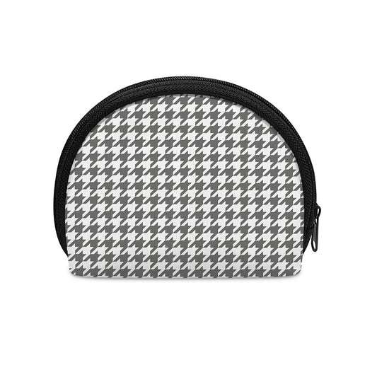 Grey And White Houndstooth Pattern Print Coin Purse