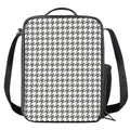 Grey And White Houndstooth Pattern Print Crossbody Lunch Bag