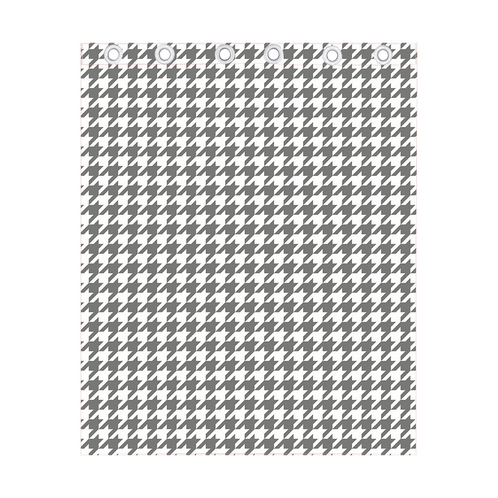 Grey And White Houndstooth Pattern Print Curtain