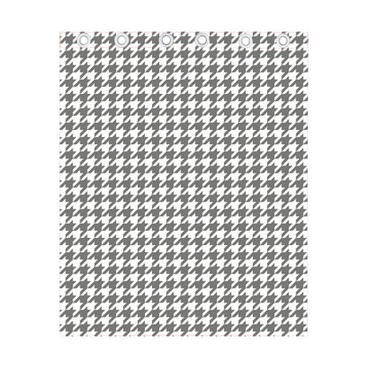 Grey And White Houndstooth Pattern Print Curtain
