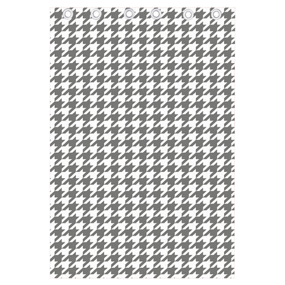 Grey And White Houndstooth Pattern Print Curtain