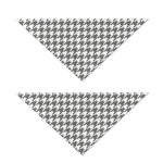 Grey And White Houndstooth Pattern Print Dog Bandana