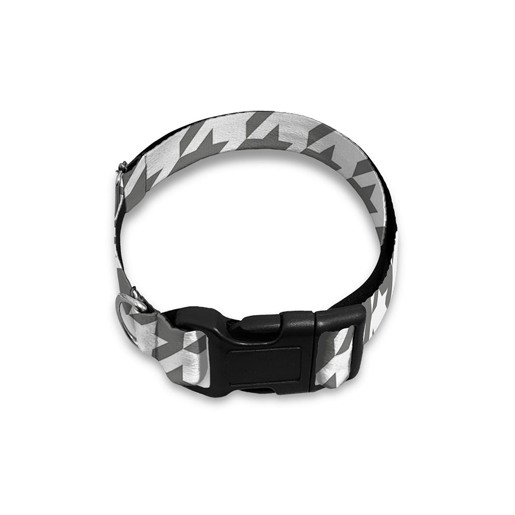 Grey And White Houndstooth Pattern Print Dog Collar