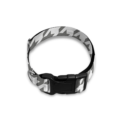 Grey And White Houndstooth Pattern Print Dog Collar