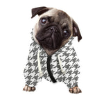 Grey And White Houndstooth Pattern Print Dog Zip Up Hoodie