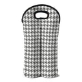 Grey And White Houndstooth Pattern Print Double Neoprene Wine Tote