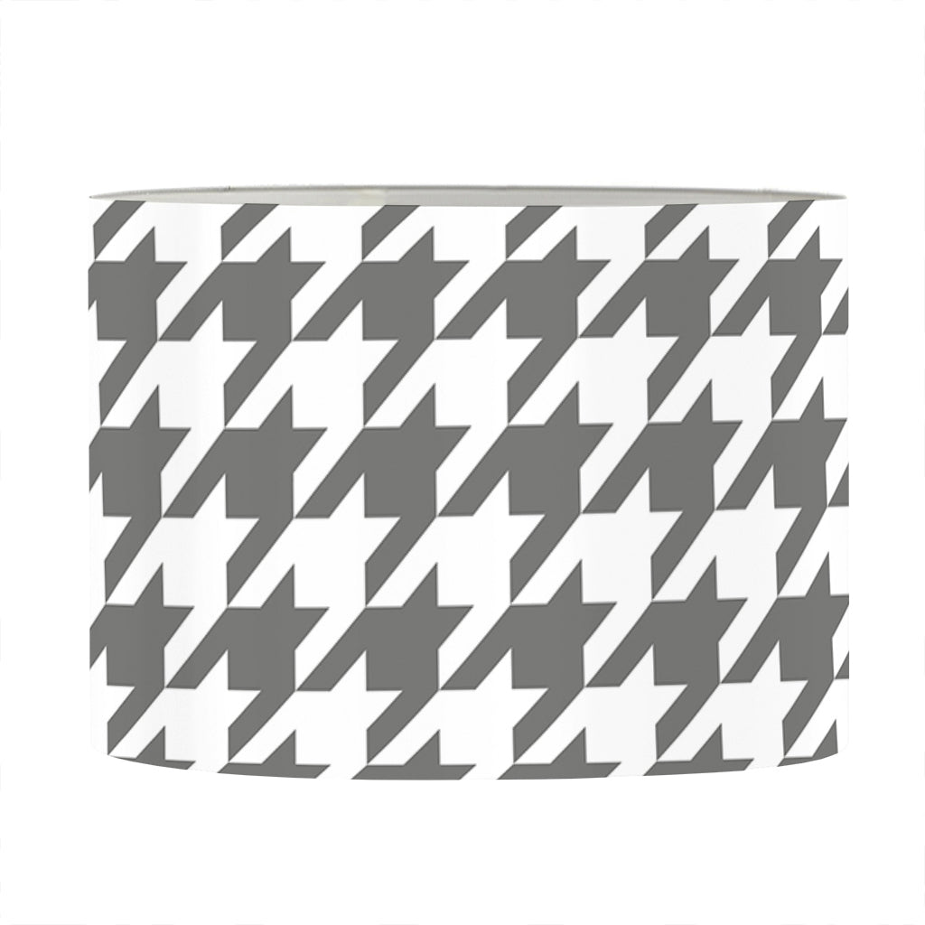 Grey And White Houndstooth Pattern Print Drum Lamp Shade
