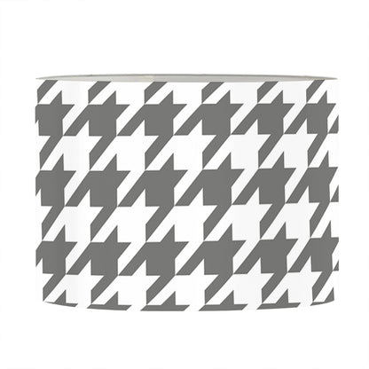 Grey And White Houndstooth Pattern Print Drum Lamp Shade