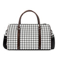 Grey And White Houndstooth Pattern Print Duffel Bag