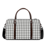 Grey And White Houndstooth Pattern Print Duffle Bag