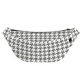 Grey And White Houndstooth Pattern Print Fanny Pack