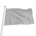 Grey And White Houndstooth Pattern Print Flag