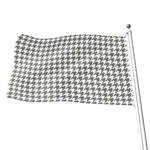 Grey And White Houndstooth Pattern Print Flag
