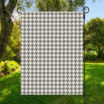 Grey And White Houndstooth Pattern Print Garden Flag