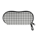 Grey And White Houndstooth Pattern Print Glasses Case