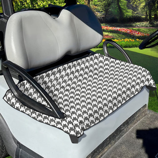 Grey And White Houndstooth Pattern Print Golf Cart Seat Cover