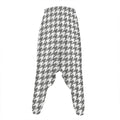 Grey And White Houndstooth Pattern Print Hammer Pants
