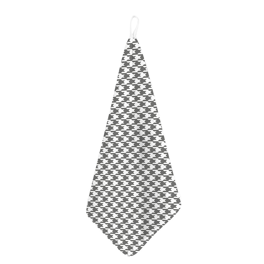Grey And White Houndstooth Pattern Print Hand Towel
