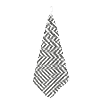 Grey And White Houndstooth Pattern Print Hand Towel