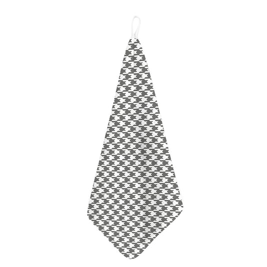Grey And White Houndstooth Pattern Print Hand Towel