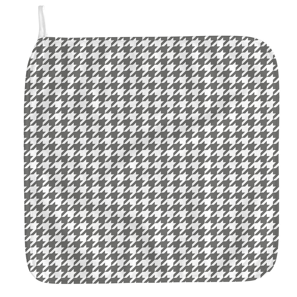 Grey And White Houndstooth Pattern Print Hand Towel