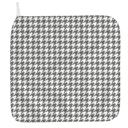 Grey And White Houndstooth Pattern Print Hand Towel